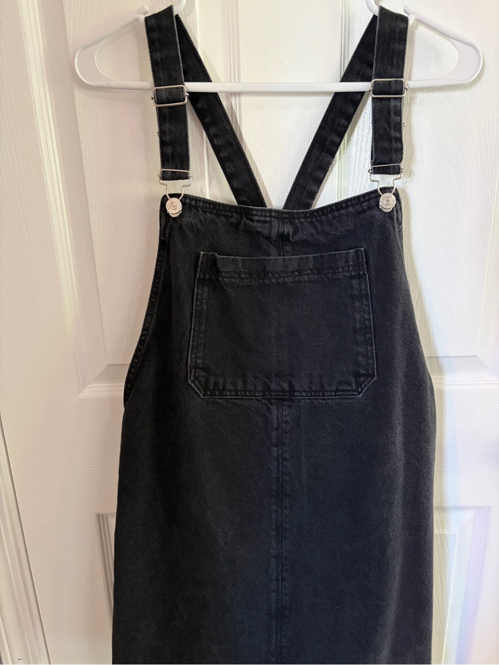 Topshop Black Denim Pinafore Dress with Front Pocket